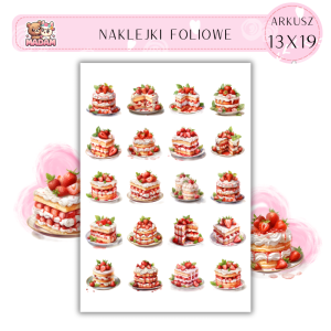 Naklejki Foliowe Truskawkowy Tort Cukiernia 13x19, Madam