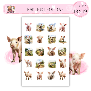 Naklejki Foliowe Świnia 13x19, Madam