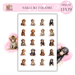 Naklejki Foliowe Małpka 13x19, MaDam