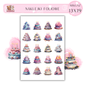 Naklejki Foliowe Tort Urodziny 13x19, MaDam