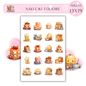 Naklejki Foliowe Kawaii Słodkie Jedzenie 13x19, MaDam