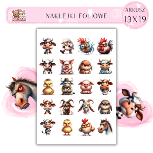 Naklejki Foliowe Wkurzone Zwierzęta 13x19, MaDam