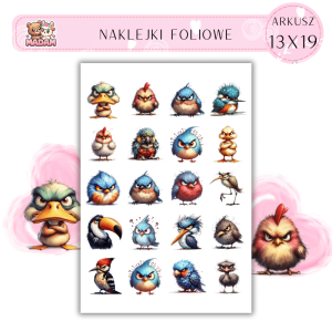 Naklejki Foliowe Wkurzone Ptaki 13x19, MaDam