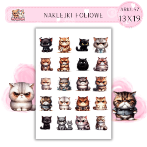 Naklejki Foliowe Wkurzone Koty 13x19, MaDam
