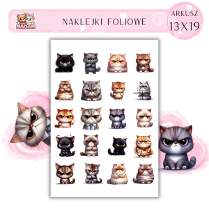 Naklejki Foliowe Wkurzone Koty 13x19, MaDam