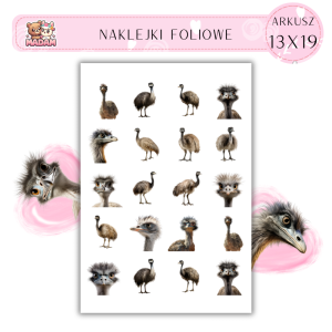 Naklejki Foliowe Ptak Emu 13x19, MaDam