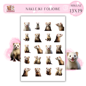Naklejki Foliowe Fretka Łasica 13x19, MaDam