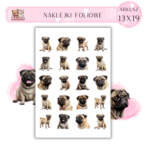 Naklejki Foliowe Pies Mops 13x19, MaDam
