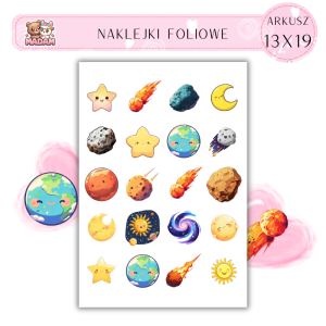 Naklejki Foliowe Kawaii Kosmos 13x19, MaDam