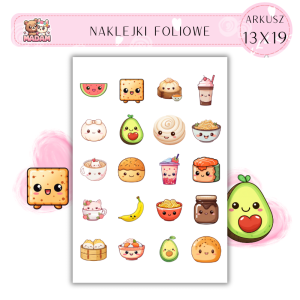Naklejki Foliowe Kawaii Jedzenie 13x19, MaDam