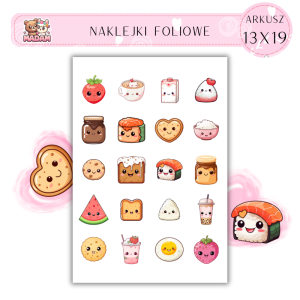 Naklejki Foliowe Kawaii Jedzenie 13x19, MaDam