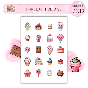 Naklejki Foliowe Kawaii Słodycze 13x19, MaDam