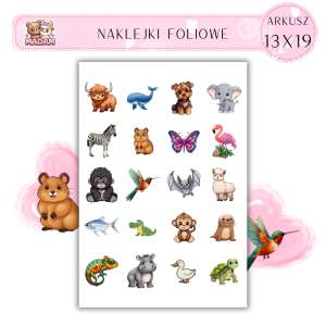 Naklejki Foliowe Bajkowe Zwierzęta 13x19, MaDam