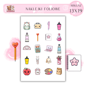 Naklejki Foliowe Kawaii Szkoła 13x19, MaDam