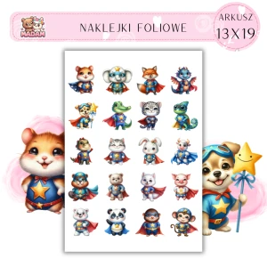 Naklejki Foliowe Zwierzęta Superbohaterowie 13x19, Madam