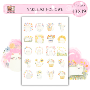 Naklejki Foliowe Koty z Kwiatami 13x19, Madam