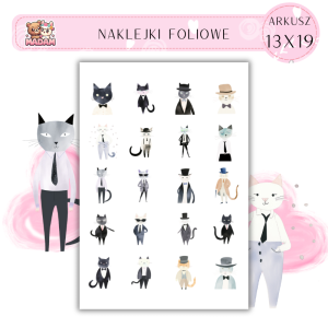 Naklejki Foliowe Koty w Garniturach 13x19, Madam