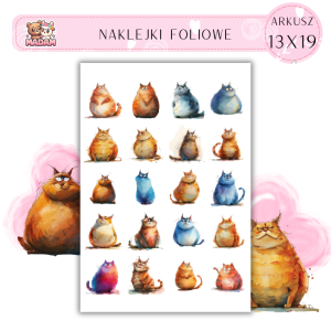 Naklejki Foliowe Najedzone Koty 13x19, Madam