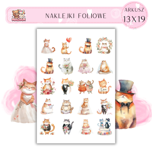 Naklejki Foliowe Koty Ślub 13x19, Madam