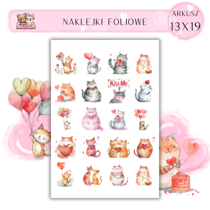 Naklejki Foliowe Zakochane Koty 13x19, Madam