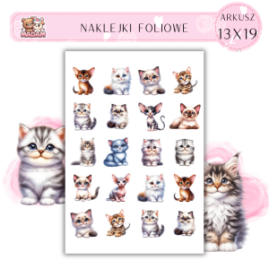 Naklejki Foliowe Słodkie Koty 13x19, Madam