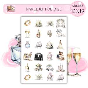 Naklejki Foliowe Ślub Wesele Młoda Para 13x19, Madam