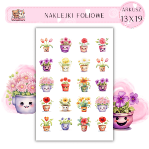 Naklejki Foliowe Uśmiechnięte doniczki Kwiaty 13x19, Madam