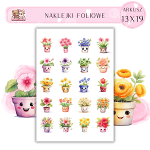 Naklejki Foliowe Uśmiechnięte Kwiaty w Doniczkach 13x19, Madam