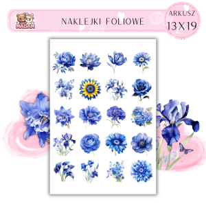 Naklejki Foliowe Niebieskie Kwiaty 13x19, Madam