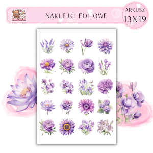 Naklejki Foliowe Fioletowe Kwiaty 13x19, Madam
