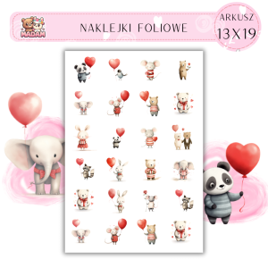 Naklejki Foliowe Misie z Sercami 13x19, Madam