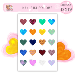 Naklejki Foliowe Kolorowe Serca 13x19, Madam