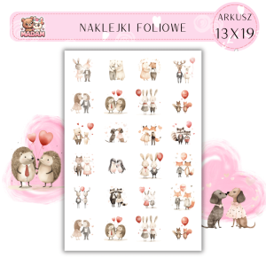 Naklejki Foliowe Zakochane Zwierzęta 13x19, Madam