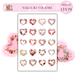 Naklejki Foliowe Serca ramki z białym tłem  13x19, Madam