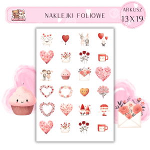 Naklejki Foliowe Serca Walentynki Miłość 13x19, Madam