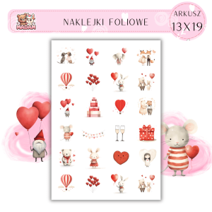 Naklejki Foliowe Serca Walentynki 13x19, Madam