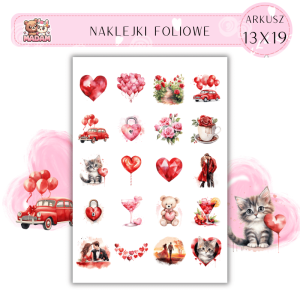 Naklejki Foliowe Serca Walentynki Miłość 13x19, Madam