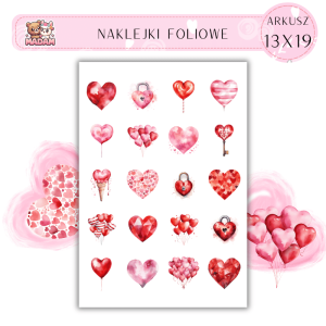 Naklejki Foliowe Serca Miłość 13x19, Madam