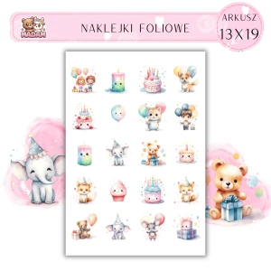 Naklejki Foliowe Urodziny Zwierzaki Impreza 13x19, Madam