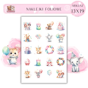Naklejki Foliowe Urodziny Zwierzaki Impreza 13x19, Madam