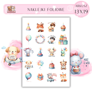 Naklejki Foliowe Urodziny 13x19, Madam