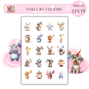 Naklejki Foliowe Urodziny Zwierzęta 13x19, Madam