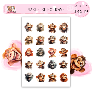 Naklejki Foliowe Wesołe Małpy 13x19, Madam