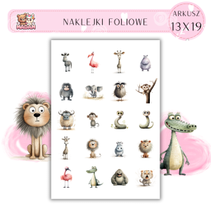 Naklejki Foliowe Safari Zwierzęta  13x19, Madam