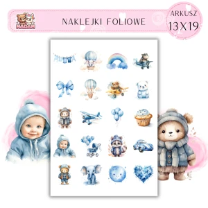 Naklejki Foliowe Baby Shower Chłopiec 13x19, Madam
