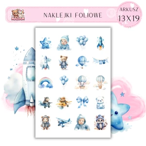 Naklejki Foliowe Baby Shower Chłopiec 13x19, Madam
