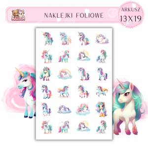 Naklejki Foliowe Jednorożce 13x19, Madam