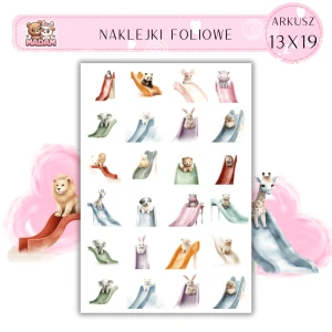 Naklejki Foliowe Zabawne Zwierzaki na Zjeżdzalni 13x19, Madam