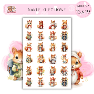Naklejki Foliowe Jesień Wiewiórki 13x19, Madam