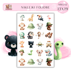 Naklejki Foliowe Wyprawa na Safari Zwierzęta 13x19, Madam